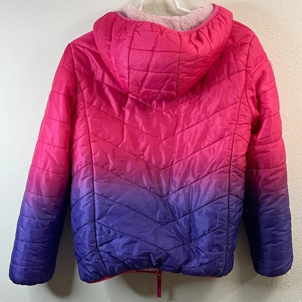 Eddie Bauer Pink & Purple Ombre Quilted Hooded Jacket With Fleece Lining - Picture 5 of 15